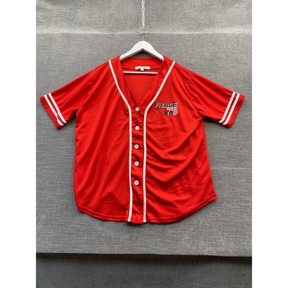 Front Row Tops - Vine & Valley Baseball Jersey Womens‎ XL Orange Logo Graphic Print Button Front